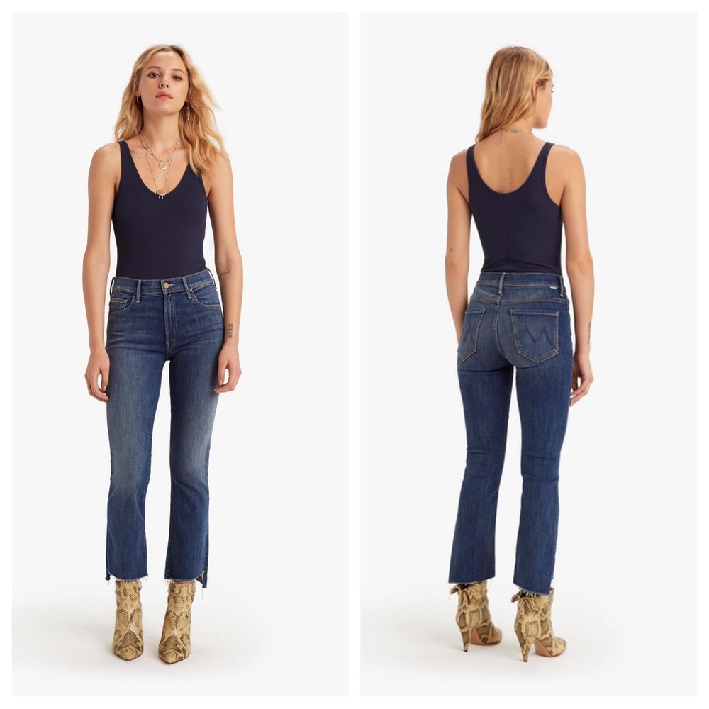 Mother The Insider Crop Step Fray Hem Jeans High Rise Bootcut Not Rough Enough